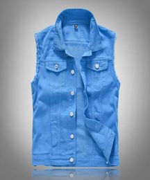 Stylish Cool Mens Denim Vest Plus Size 5XL Vintage Ripped Distressed Waistcoat Purple Blue Sleeveless Jeans Jacket For Men Men03918157