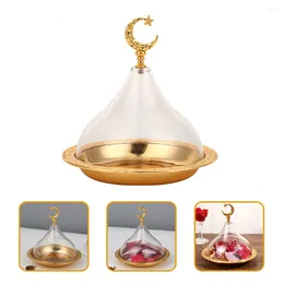 Plates Cup Cake Stand Plate Snack Holder Zinc Alloy Dessert Storage With Acrylic Cover Wedding