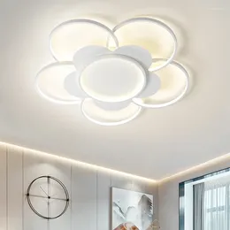 Ceiling Lights Modern Flower LED Lamp Is Used For Dining Room Bedroom Foyer Kitchen White Remote Control Decoration