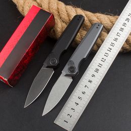 1Pcs New KS7551 AUTO Tactical Knife 8Cr13Mov White/Black Stone Wash Blade Aviation Aluminum Handle Outdoor Camping Hiking Fishing EDC Pocket Knives