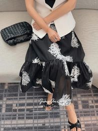 Skirts Floral Embroidered Long Skirt Y2k Woman Clothing 2024 Summer Korean Fashion Style Elegant Luxury Vintage Beach Gothic Sexy