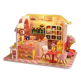 Doll House Accessories With Furniture Model Casa Wooden Dollhouse Kits Miniatures Children For Toys Birthday Christmas Gifts