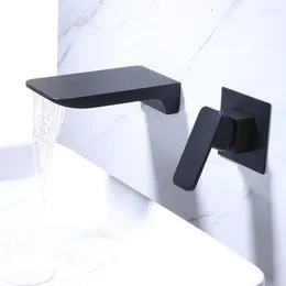 Bathroom Sink Faucets BAKALA Bright Chrome Waterfall Basin Mixer Faucet Single Lever Wall Mounted Washing Taps Bath Tap