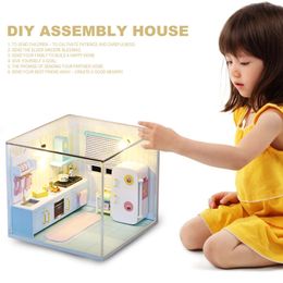 Hut 3D Wooden Doll Manual Assembling Kit Kids Birthday Gifts DIY Miniature House Room Box Toys for Children d0530