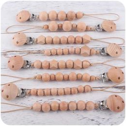 Pacifier Holders Clips# New mountain beech wood baby pacifier clip for young childrens dummy pacifier soft cork chain frame baby chewing teeth strap d240521