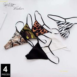 Women's Panties 4 Pcs Women Thongs And G Strings Cotton Set Solid Printed Female Panty Sexy Low Waist Underwear Lingerie Women's thong 239