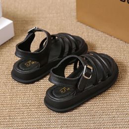 Kids Children Summer Causal Beach Shoes for Big Girls Toddler Fashion Simple Open-toe Soft Rubber Soled Platform Sandals