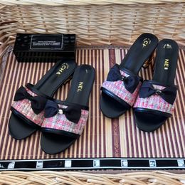 Designer Slippers High Heels and Flat Bowtie Sandals Summer Casual Block Sandals for Women