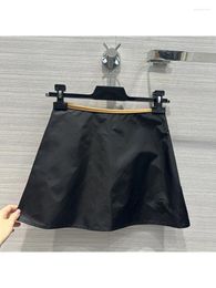 Party Dresses Women High Waist Color Contrast Leather Edge Skirt Summer Causal A-line Recycled Nylon Fabric Mini Skirts For Girls