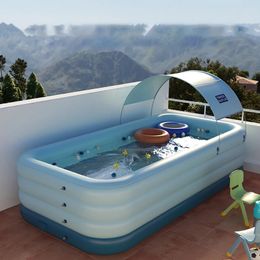 210CM 380CM Large Removable Pools 3 Layer Automatic Inflatable Swimming Pool for family Children Ocean Ball PVC Thick Bath 240521