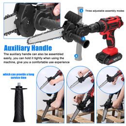 4 6 inch Chainsaw Electric Drill Modified To Electric Chainsaw Tool Attachment Electric Chainsaw Accessory Cut Woodworking Tool