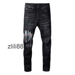 mens jeans top Quality letter embroidery Designer Denim Pants Fashion Holes Hip Hop street trousers size 28-40