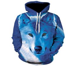 Newest Mens Wolf Animal 3D Printed Hooded Hoodies Men Women039s menswear 2019 hip hop blue fashion Sweatshirts Harajuku Hoody8392134