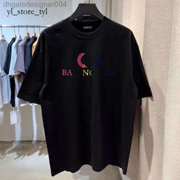 2024 Balencigaa BB France Paris Brand Cotton Blend T Shirts Letter Printed Mens Women Graphic Sleeves 2B Clothes Casual New Trendy Designer Crew Neck 9409 M5YH