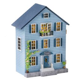 Mini Wooden With Furniture Light Doll House DIY Miniature Handcraft Dollhouse Kit Children Girl Boy For Toys Birthday