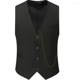 Men's Vests Vest Suit Solid Colour Leisure Business Banquet Stage Performance Clothing Summer European And American