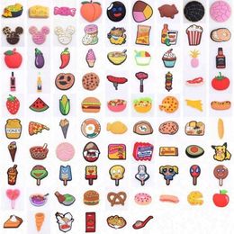 Popular Food Inspired Shoe Charms Pizza Hamburger Character Clips Pvc Decoration