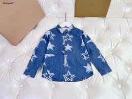 Top Kids Shirt Long sleeved Polo collar baby clothes Size 100-160 CM Ghost printed denim Child Blouses Nov05