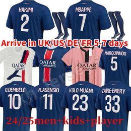 24 25 MBAPPE Soccer Jerseys 2024 2025 PS Gs DI MARIA WIJNALDUM SERGIO RAMOS HAKIMI Fourth Maillots de Adults and Kids Football Shirt ICARDI VERRATTI third 4TH