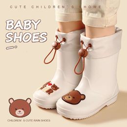 children s rainshoes Cartoon Boys Girls Baby Waterproof Rubber Shoes Tie Mouth Anti slip Rainboots Rain boots L