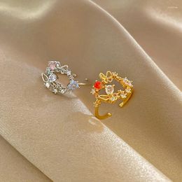 Cluster Rings 2024 Light Luxury Temperament Butterfly Zircon Ring Female Personality 100 Match Sen Open Index Finger