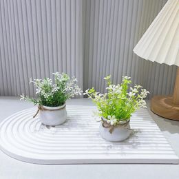 Decorative Flowers 1pc/2pcs Mini Simulated Flower Small Potted Plants Home Decoration Artificial Green