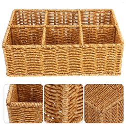 Kitchen Storage Cutlery Basket Holder Tableware Drawer Dining Decor Plastic Rattan Camping Utensil Organiser Trays