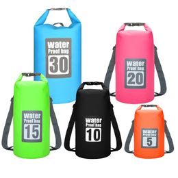 PVC Waterproof Dry Bag 5L10L15L20L30L Outdoor Diving Foldable Storage Beach Swimming Rafting River Ocean Backpack 240521