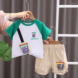 Clothing Sets 2024 Toddler Summer Outfit For Kids Cartoon Fashion O-neck Pullover Short Sleeve T-shirts Tops And Shorts Boys Clothes Set