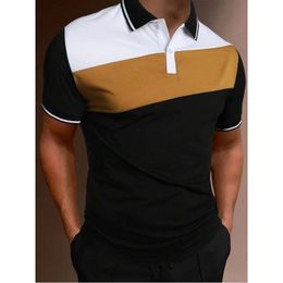 Men Summer Short Sleeve Spell Colour Polo Shirt Men Slim Fit Sport Golf Polo Shirt . 240521