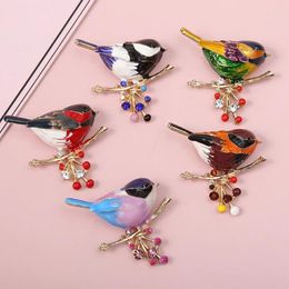 Brooches Multicolor Bird Brooch Pins Quality Enamel Animal Year Designer Jewellery Gift For Women Girls Party Scarf Suit