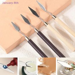 Makeup Brushes Stainless Steel Nail Polish Glue Smudge Dyeing Powder Sequins Mixing Tool Art Sticks With Wooden Handle