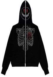Men039s Hoodies Sweatshirts Rhine Skull Devil Print Y2k Clothes Full Zip Up Jackets Long Sleeve Hoodie Autumn Sudaderas 8713298