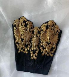 Bra Evening dress Yousef aljasmi Kendal Jenner Women dress Black Gold Embroidery3816577