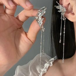 Stud Earrings Y2K Fairy Butterfly Tassel Clips Angel Ear Bone Clip Earring Elf Female No Hole Cuff Hanging Fashion Jewelry