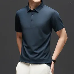 Men's Polos 2024 Seamless Summer Polo Shirts Luxury Short Sleeve Solid Colour High Elasticity Business Casual Simple Male T-shirts