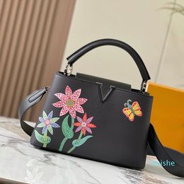 2024 Shoulder Designer Leather Flower Butterfly Decoration Crossbody Bag