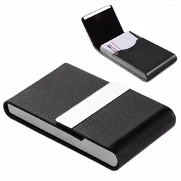 Storage Bags 1pc Pocket Black Stainless Steel PU Leather Name Business Card Case Holder
