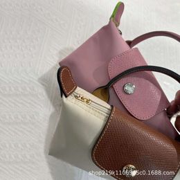 High quality Longxiang Mini Dumpling Bun 2024 New Nylon with Genuine Leather Makeup Bag Phone Bag