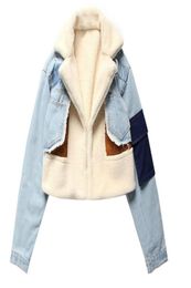Blue Full Sleeve Wool Liner Wde Waisted Turn Down Collar Women Outerwear Jackets Slim Patchwork Woollen Coat 2020 Autumn Winter New8123730