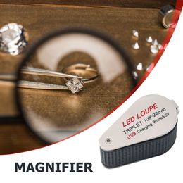 10/20/30X Magnifier with 6 LED UV Light Jewellery Diamond Magnifying Glass Folding Loupe Magnifier 22mm Triplet Lens Optical Glass