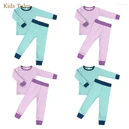 Clothing Sets Spring Kids Baby Boys Girls Solid Bamboo Fiber Pajamas Set Toddler Top Pants Sleepwear 2Pieces Children Loungewear