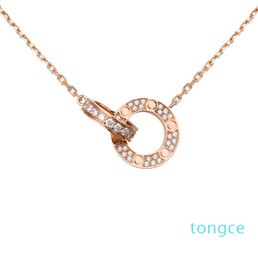 Designer necklaces with screw diamond double circle Love necklace for girlfriend white gold Rose pendant Stainless Steel party gift trendy
