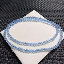 Link Bracelets 4.5MM Natural Aquamarine Triple Circle Bracelet Fashion Crystal Gemstone Jewelry Reiki Healing Gift For Women 1PCS