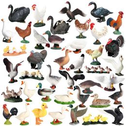 Novelty Games Simulation Farm Poultry Animal Figurine Chicken Fowl Duck Goose Swan Model Action Figures Decoration Children Collection Toys Y240521