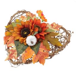Decorative Flowers Artificial Garland Rattan Pendant Festival Style Wreath Fake Sunflower Thanksgiving Day Wood Simulated Door Autumn Themed