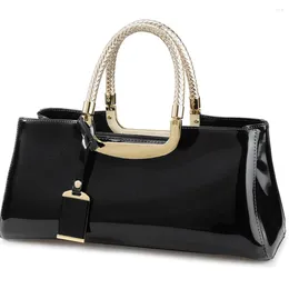 Evening Bags Patent Leather Structured Shoulder Handbag Women Party Satchel