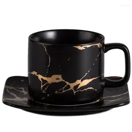 Mugs Golden Marble Coffee Cup European Small Luxury Ceramic Cups And Saucers Set Household Of Milk