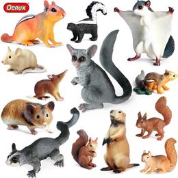Novelty Games Oenux Simulation Wild Muroid Animal Squirre Mouse Sugar Glider lMarmot Rat Chinchilla Model Action Figures Lovely PVC Kids Toy Y240521