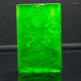 Bangle Certified Nature A Green Jade Jadeite Carved Guanyin Pendant&Necklace Mahasthamaprapta